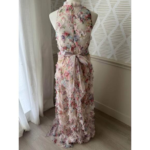 Chloe Dao Boutique Women’s Medium Floral Ruffle Trim Halter Maxi Dress - Picture 8 of 10